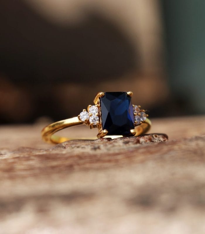 Blue Topaz Gold-Plated Sterling Silver Ring – handmade 925 sterling silver | Rajso Jewelry
